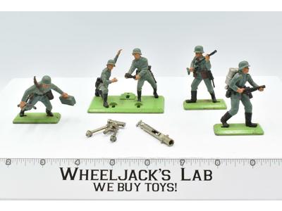 German Mortar & 3 Infantry Soldiers WWII 1971 Britains Deetail Action Figures
