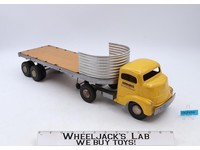 Yellow Tractor W/ Fruehauf Trailer Semi Truck Pressed Steel Smith Miller Vintage