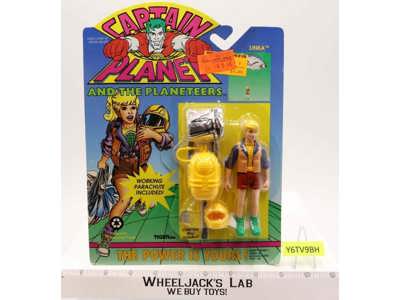 Captain Planet Linka w/ working parachute 1991 Tiger Toys NEW MOSC SEALED