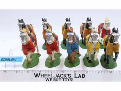 Lot of 10 Medieval Renaissance Era Horses 1970's Elastolin Germany 3"