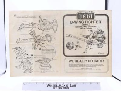 Kenner 1984 B - Wing Fighter Instruction Manual Vintage