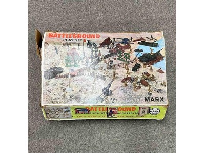 #4756 Battleground Playset 1960s Marx Vintage WWII Toy Soldiers