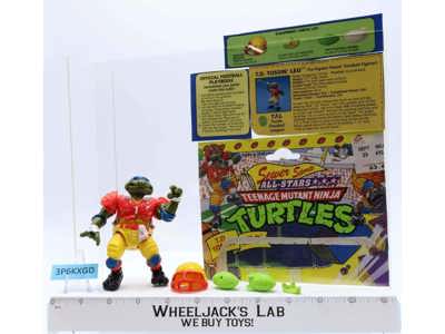 T.D. Tossin' Leo 100% Complete W/Card TMNT 1991 Playmates Action Figure