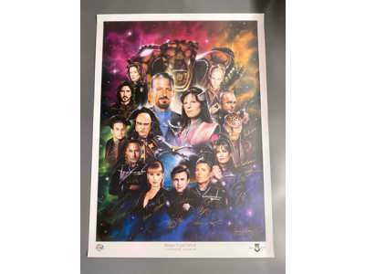 Cast of Babylon 5 James Cukr Lithograph AUTOGRAPHED 27x37 759/1950