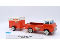Orange U-Haul Ford Pickup Truck W/ Trailer Pressed Steel 1960s Nylint Vintage