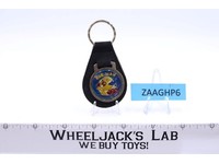 Pac Man Black Suede Leather And Metal Keychain TM MM NOS