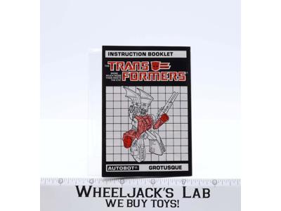 Grotusque Instruction Manual Booklet Action Figure 1986 Hasbro G1 Transformers