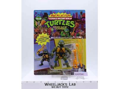 Sword-Slicin' Leonardo Wacky Action TMNT 1990 Playmates Figure NEW MOSC SEALED