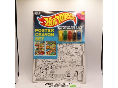 Poster Crayon Set Hot Wheels 1989 Mattel Crafthouse NEW SEALED