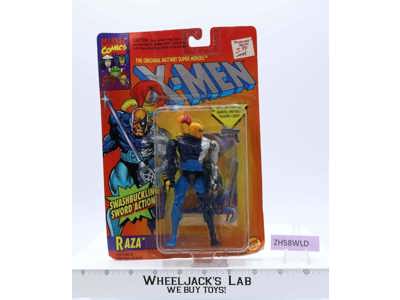 Raza W/Swashbuckling Sword Action X-Men 1994 Toy Biz TRADING CARD MOSC Figure