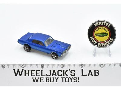 Custom Cougar Blue With Button Hot Wheels 1967 Redline Mattel Vintage RL