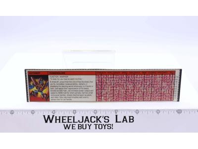 Powerglide Action Figure Tech Specs 1985 Vintage Hasbro G1 Transformers