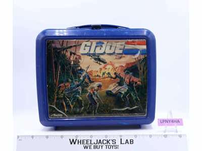 GI Joe Plastic Blue Lunchbox W/Thermos Water Bottle 1986 Hasbro Aladdin