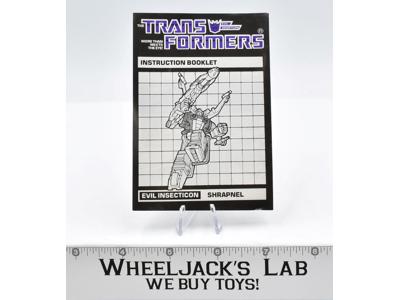 Shrapnel Action Figure Instruction Booklet Manual 1985 Vintage G1 Transformers