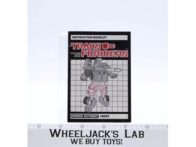 Hoist Instruction Manual Booklet Action Figure 1985 Hasbro G1 Transformers