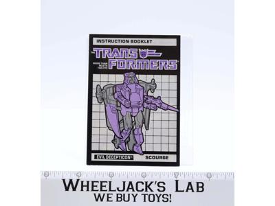 Scourge Instruction Manual Booklet 1986 Hasbro G1 Transformers