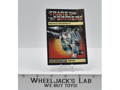 Mirage Instruction Manual Booklet 1984 Hasbro G1 Transformers Vintage