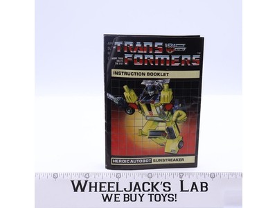 Sunstreaker Action Figure Instruction Manual Booklet 1984 Hasbro G1 Transformers