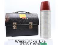 Black Metal Dome Top Lunch Box W/ THERMOS Aladdin Vintage Workers Lunch Pail