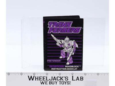 Roadblock Action Figure Vintage Instruction Manual Booklet 1988 G1 Transformers