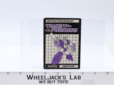 Snaptrap Action Figure Instruction Booklet Manual 1988 Vintage G1 Transformers