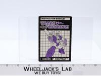 Snaptrap Action Figure Instruction Booklet Manual 1988 Vintage G1 Transformers