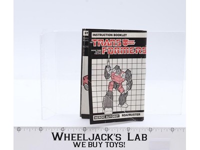 Roadbuster Instructions Manual Booklet 1985 Hasbro G1 Transformers Vintage