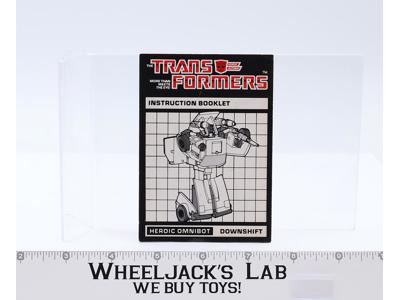 Downshift Instructions Manual Booklet 1985 Hasbro G1 Transformers Vintage Figure
