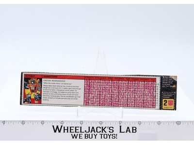 Sandstorm Action Figure Tech Specs 1986 Vintage Hasbro G1 Transformers