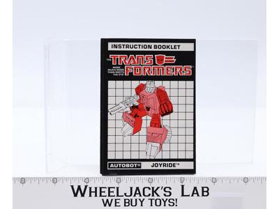 Joyride Instruction Manual Booklet 1987 Hasbro G1 Transformers Action Figure