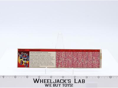 Smokescreen Action Figure Tech Spec 1985 Vintage Hasbro G1 Transformers