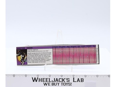 Ravage Action Figure Tech Spec 1984 Vintage Hasbro G1 Transformers