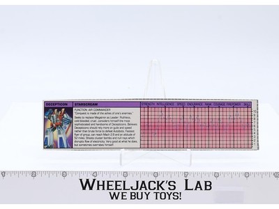 Starscream Action Figure Tech Spec 1984 Vintage Hasbro G1 Transformers