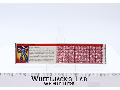 Tracks Tech Spec 1985 Vintage Hasbro G1 Transformers Action Figure