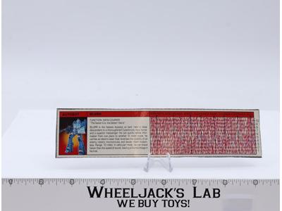 Blurr Action Figure Robot Tech Spec 1986 Vintage Hasbro G1 Transformers