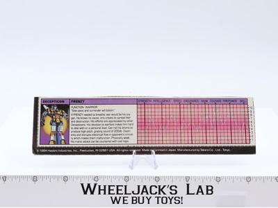 Frenzy Action Figure Tech Spec 1984 Vintage G1 Transformers