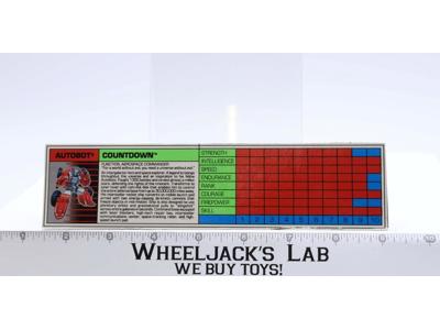 Countdown Action Figure Tech Spec 1989 Vintage Hasbro G1 Transformers