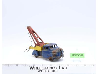 Blue Yellow & Red Tow Truck Pressed Steel Vintage 5" Long Toy Truck