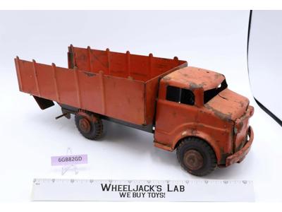 Red Dump Truck Construction Pressed Steel Vintage 18" Long Toy Truck