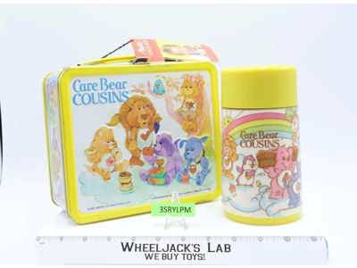 Care Bear Cousins METAL Lunchbox W/Thermos YELLOW Aladdin 1985 Vintage