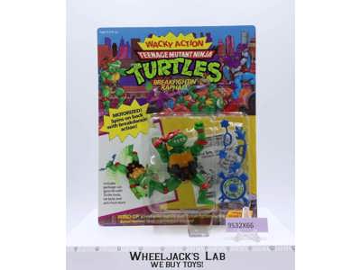 Breakfightin' Raphael Wacky Action TMNT 1990 Playmates NEW MOSC SEALED