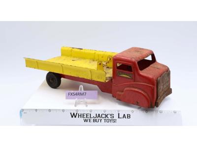 Red Truck w/ Yellow Flatbed Pressed Steel Structo Toys Vintage 12" Toy Truck