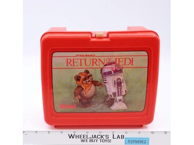 Wicket Ewok & R2-D2 Red Plastic Lunch Box Star Wars ROTJ 1983 Thermos Vintage