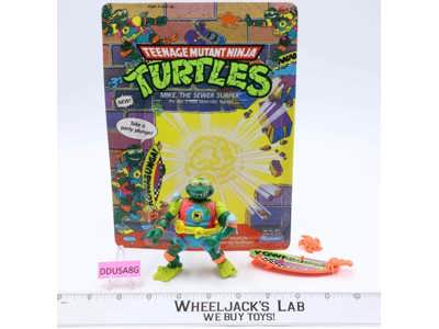 Mike the Sewer Surfer W/Card 100% Complete TMNT 1990 Playmates Action Figure