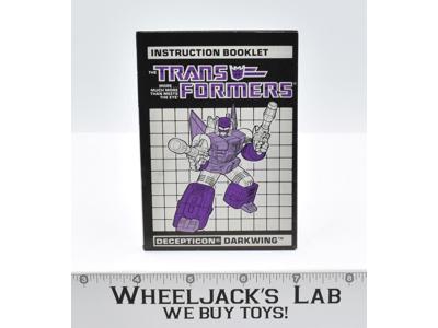 Darkwing Action Figure Instruction Manual 1988 Hasbro G1 Transformers