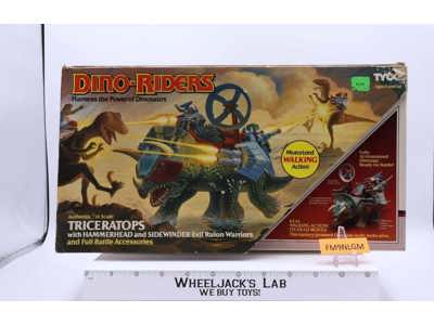 Triceratops W/Hammerhead & Sidewinder WORKS 100% Complete 1987 Dino Riders Tyco