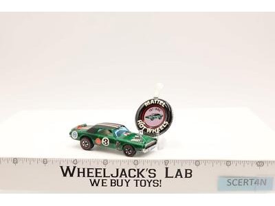 TNT-Bird Green 1969 Mattel Redline Hot Wheels Vintage RL White Interior w Button