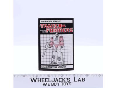 Blaster Figure Instruction Manual Booklet 1985 G1 Transformers