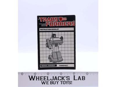 Camshaft Instruction Manual Booklet 1984 Hasbro G1 Transformers Action Figure