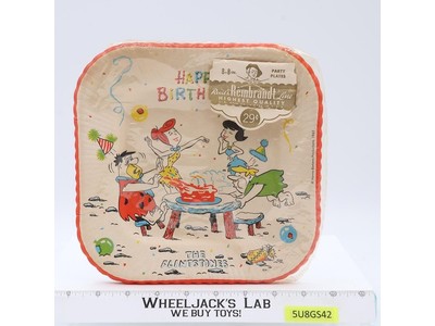 8 Flintstones Birthday Party 8" Paper Plates Hanna-Barbera 1962 Unused NIP